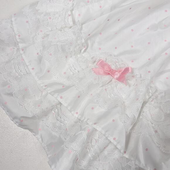 Vintage Mothercare Dress Girls Size 18m White Polka Dot Frilly Party Lace - Picture 3 of 5